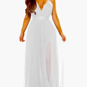 Women's Sexy Deep V Neck Split Cocktail Party Formal Bridesmaid Maxi Dress